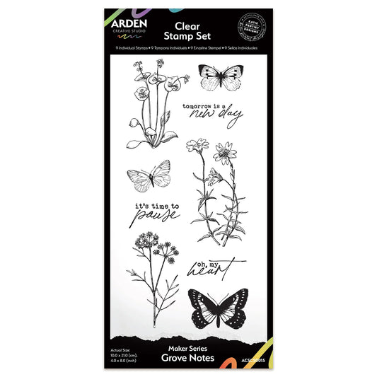 Arden Creative Studio Maker Series Grove Notes 4in x 8in Clear Stamp Set