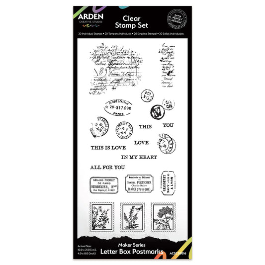 Arden Creative Studio Maker Series Letter Box Postmarks 4in x 8in Clear Stamp Set