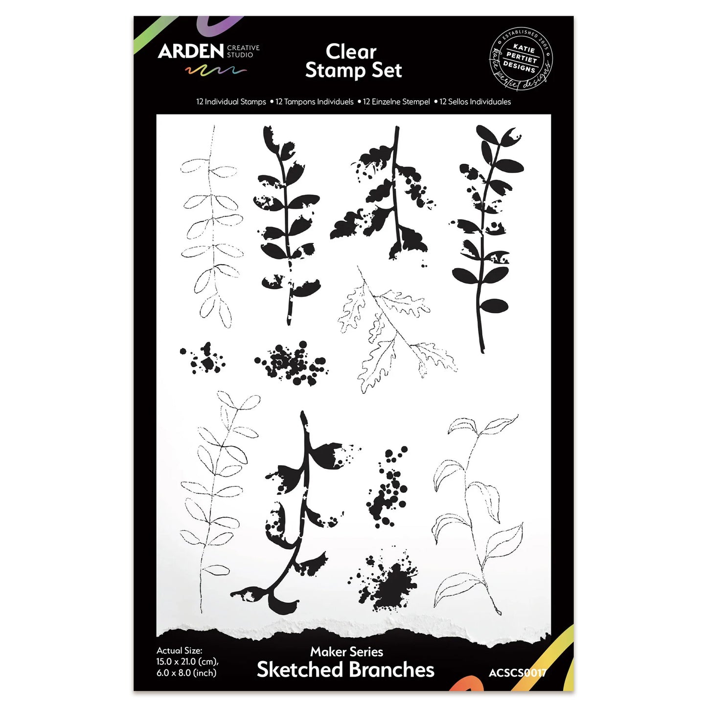 Arden Creative Studio Maker Series Sketched Branches 6in x 8in Clear Stamp Set