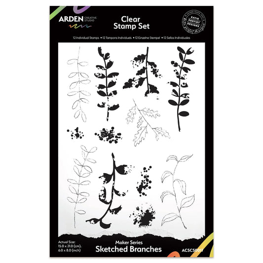 Arden Creative Studio Maker Series Sketched Branches 6in x 8in Clear Stamp Set