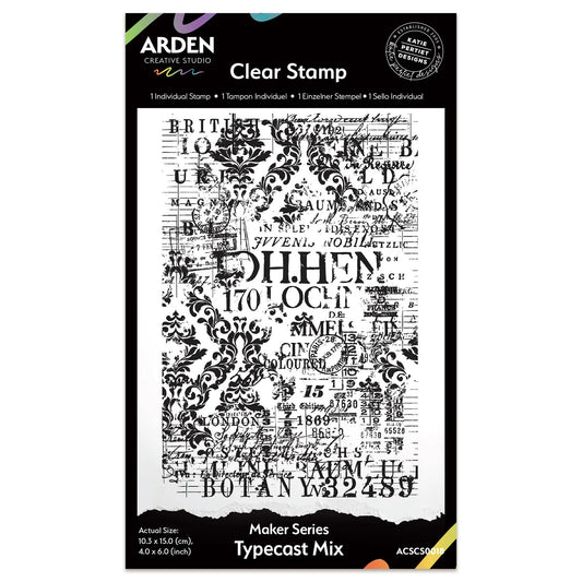 Arden Creative Studio Maker Series Typecast Mix  4in x 6in Background Stamp
