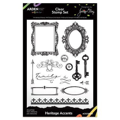 Arden Creative Studio Heritage Accents 6in x 8in Clear Stamp Set