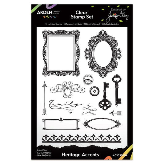 Arden Creative Studio Heritage Accents 6in x 8in Clear Stamp Set