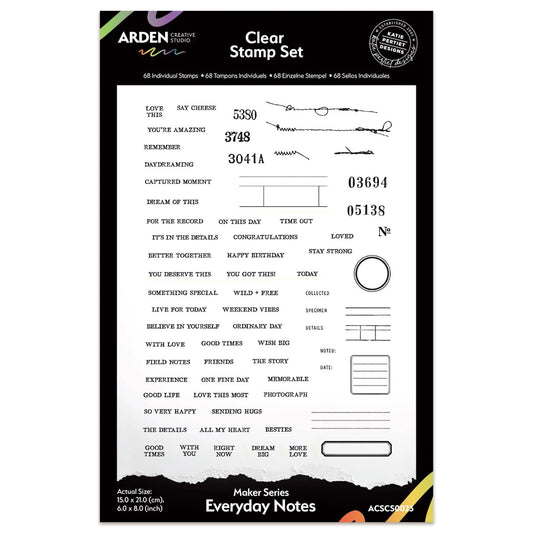 Arden Creative Studio Maker Series Everyday Notes 6in x 8in Clear Stamp Set