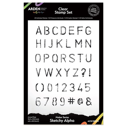 Arden Creative Studio Maker Series Sketchy Alpha 6in x 8in Clear Stamp Set