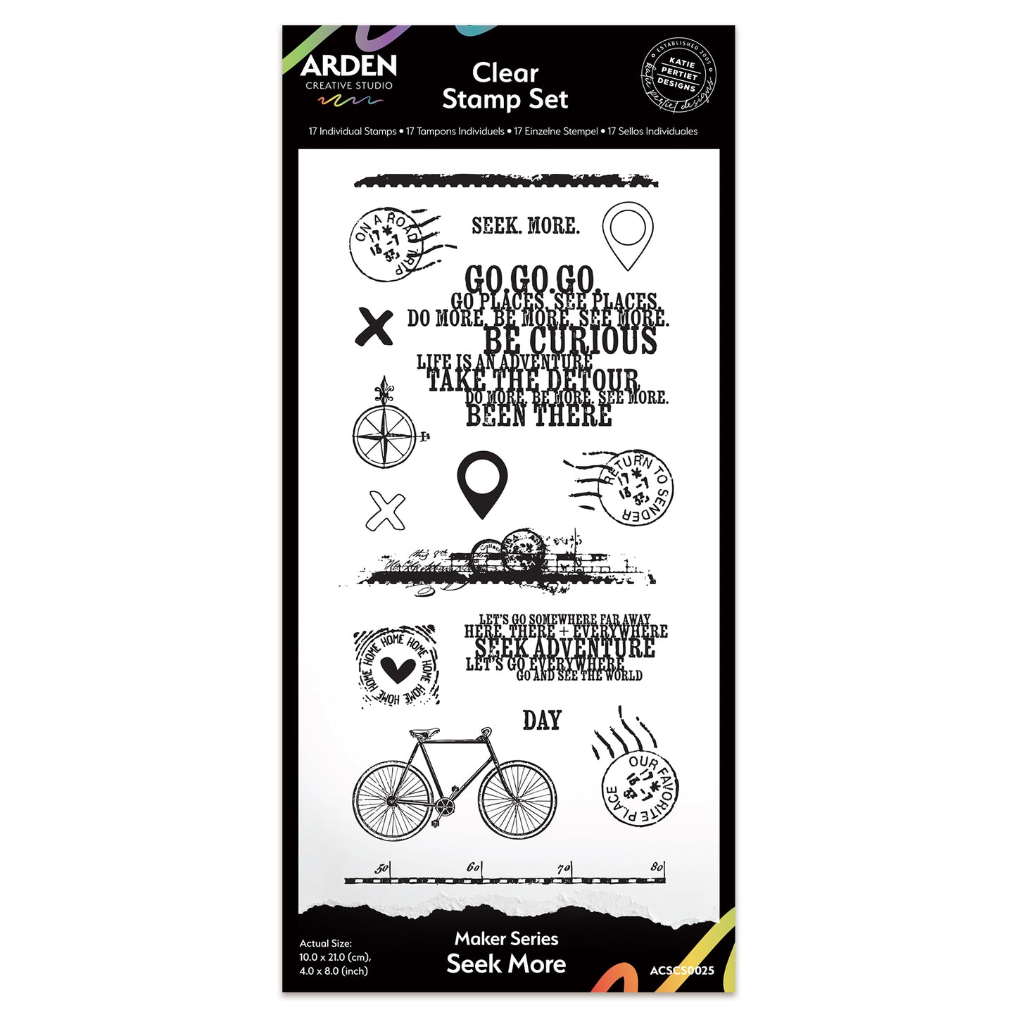 Arden Creative Studio Maker Series Seek More 4in x 8in Clear Stamp Set