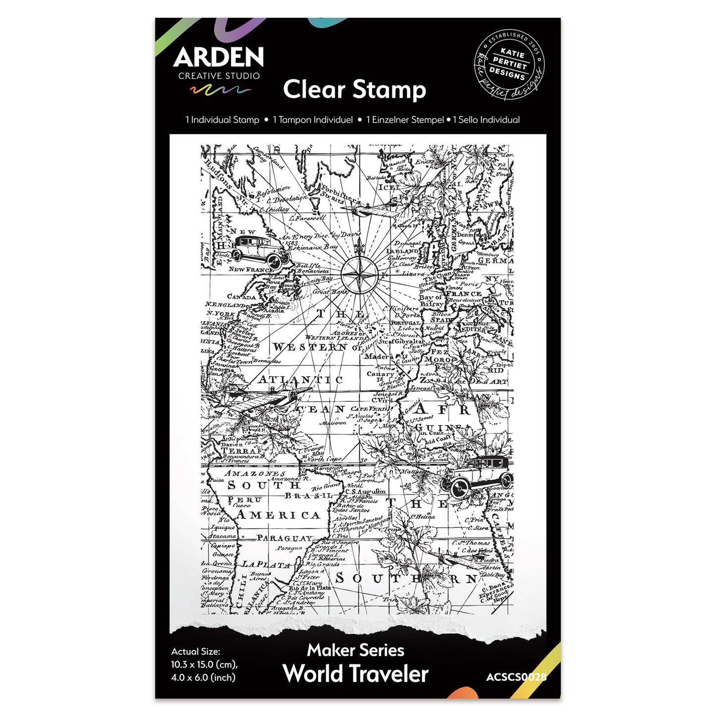 Arden Creative Studio Maker Series World Traveler 4in x 6in Background Stamp