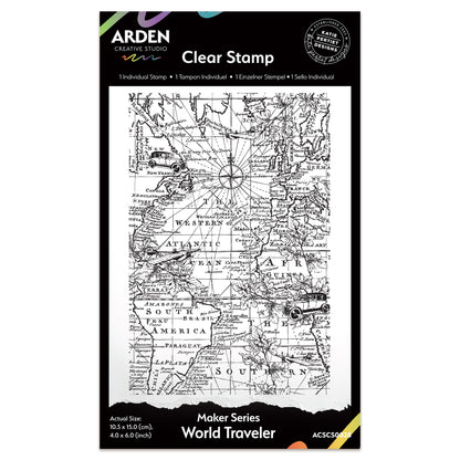 Arden Creative Studio Maker Series World Traveler 4in x 6in Background Stamp