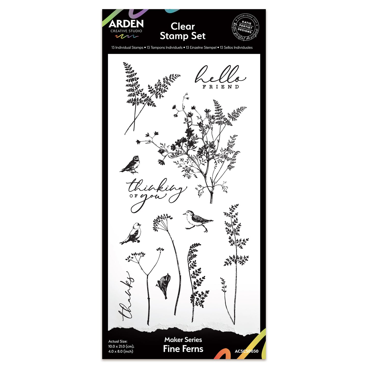 Arden Creative Studio Maker Series Fine Ferns 4in x 8in Clear Stamp Set