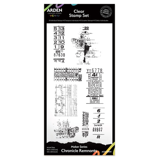 Arden Creative Studio Maker Series Chronicle Remnants 4in x 8in Clear Stamp Set