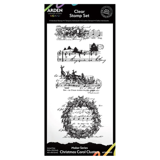 Arden Creative Studio Maker Series Christmas Carol Clusters 4in x 8in Clear Stamp Set