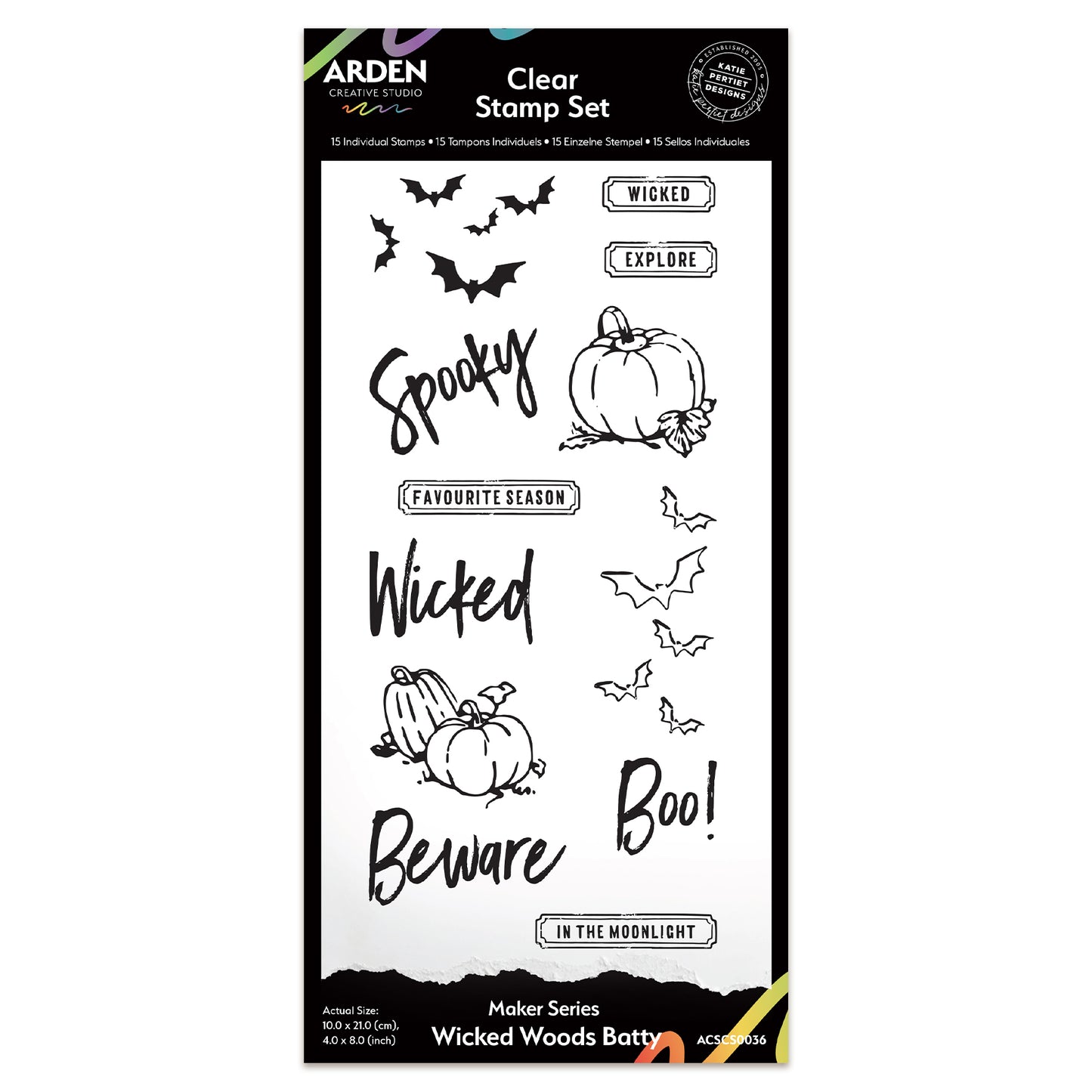 Arden Creative Studio Wicked Woods Batty 4in x 8in Clear Stamp Set