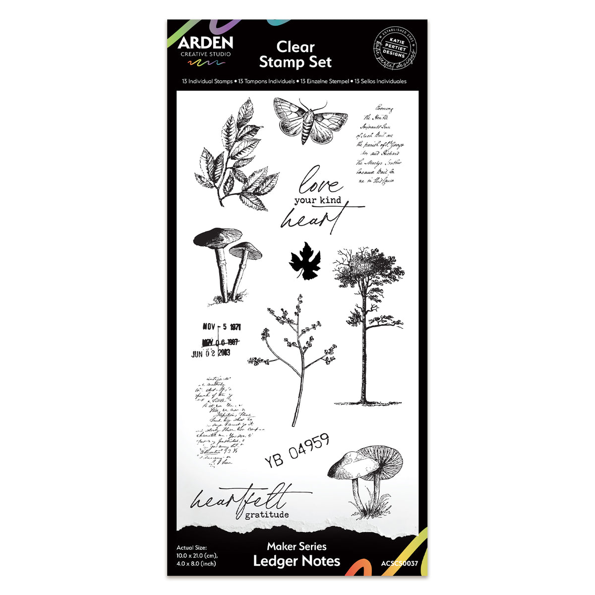 Arden Creative Studio Maker Series Ledger Notes 4in x 8in Clear Stamp Set