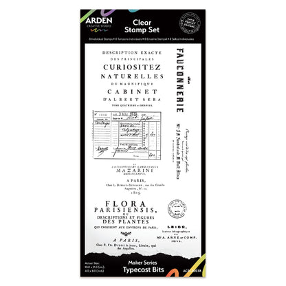 Arden Creative Studio Maker Series Typecast Bits 4in x 8in Clear Stamp Set