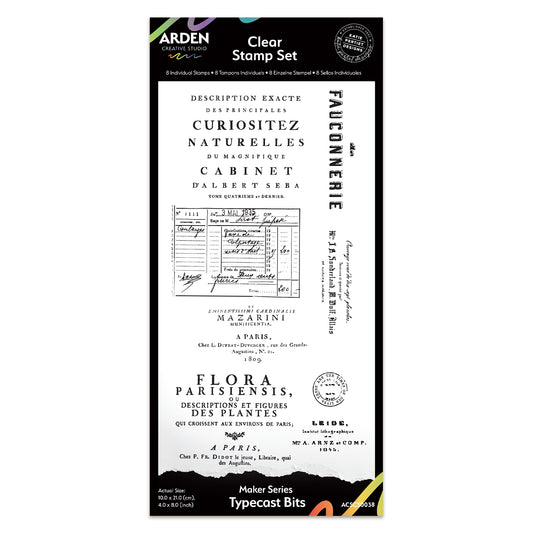 Arden Creative Studio Maker Series Typecast Bits 4in x 8in Clear Stamp Set