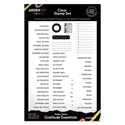 Arden Creative Studio Maker Series Gratitude Essentials 6in x 8in Clear Stamp Set