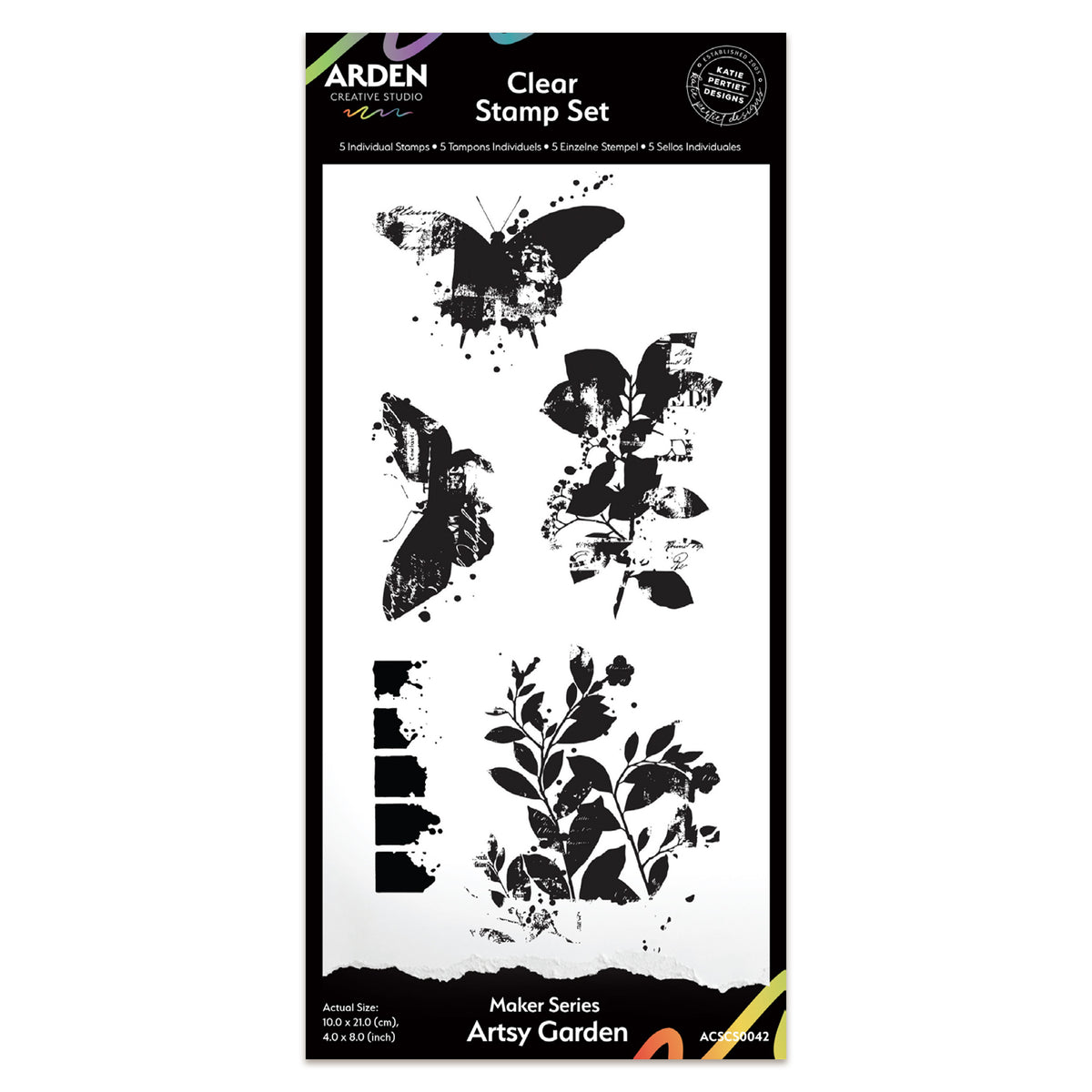 Arden Creative Studio Maker Series Artsy Garden 4in x 8in Clear Stamp Set