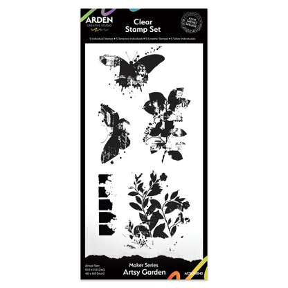 Arden Creative Studio Maker Series Artsy Garden 4in x 8in Clear Stamp Set