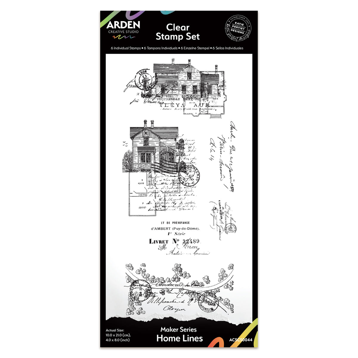 Arden Creative Studio Maker Series Home Lines 4in x 8in Clear Stamp Set