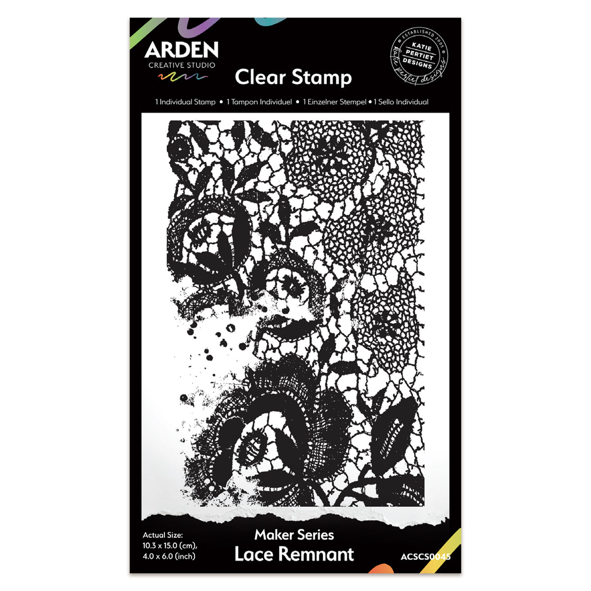 Arden Creative Studio Maker Series Lace Remnant 4in x 6in Background Stamp
