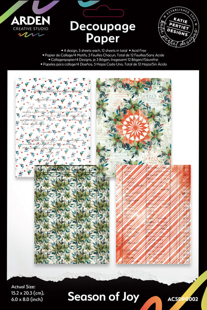 Arden Creative Studio Season of Joy 6in x 8in Decoupage Paper