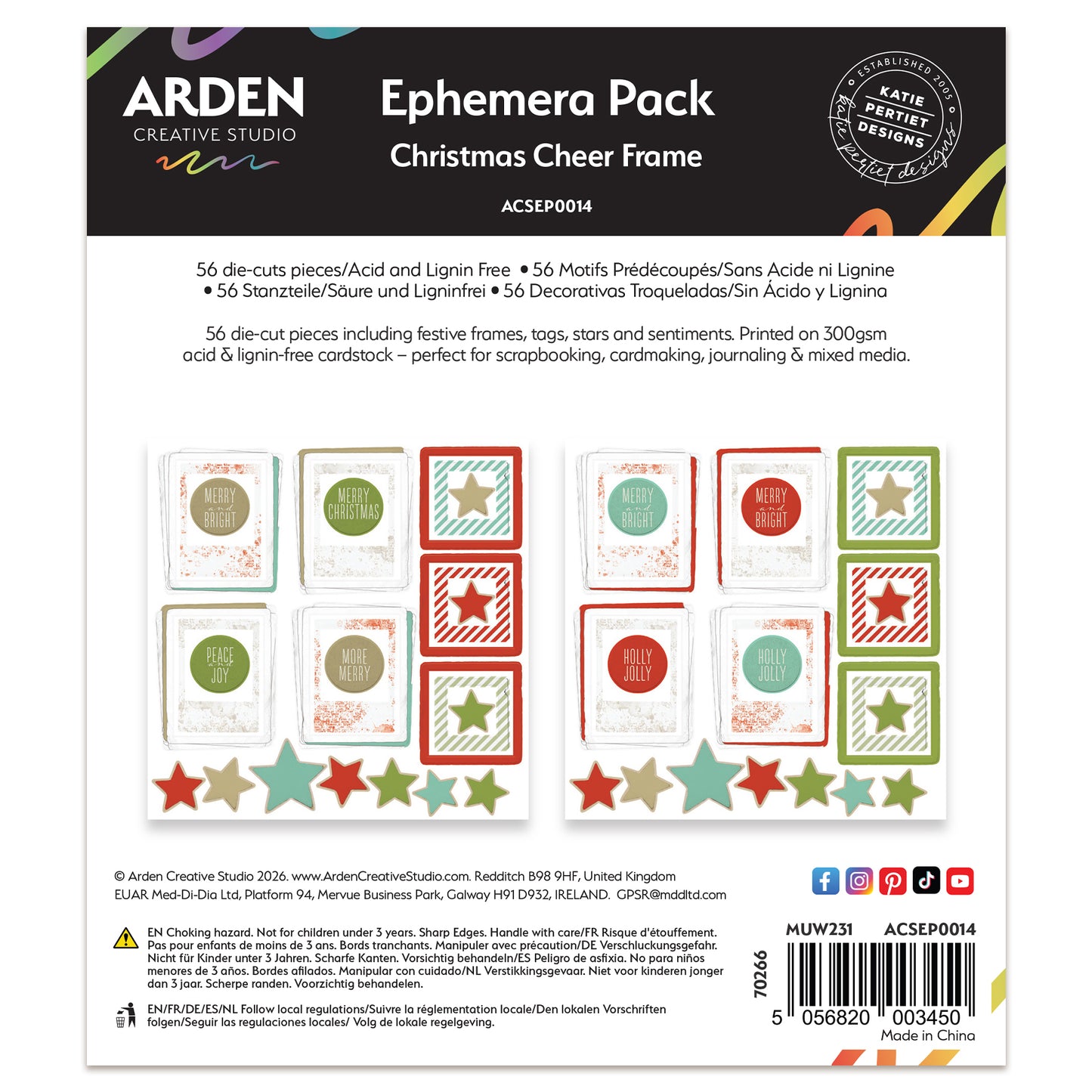 Arden Creative Studio Christmas Cheer Frame Ephemera Pack