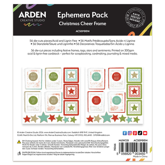Arden Creative Studio Christmas Cheer Frame Ephemera Pack