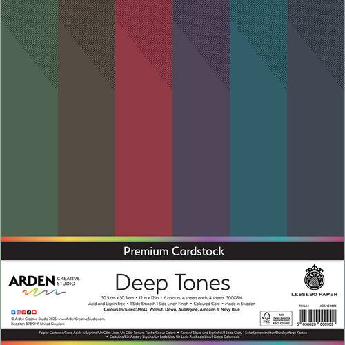 Arden Creative Studio Premium Cardstock Deep Tones 12in x 12in 300gsm 24 Pack