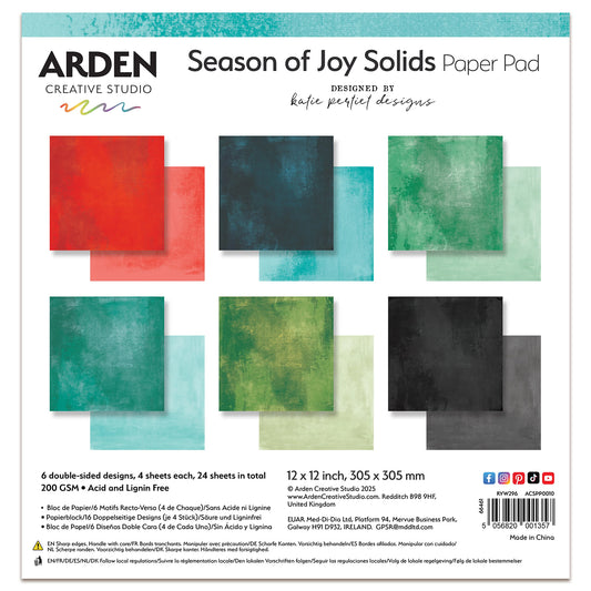 Arden Creative Studio Season of Joy Solids 12in x 12in Paper Pad
