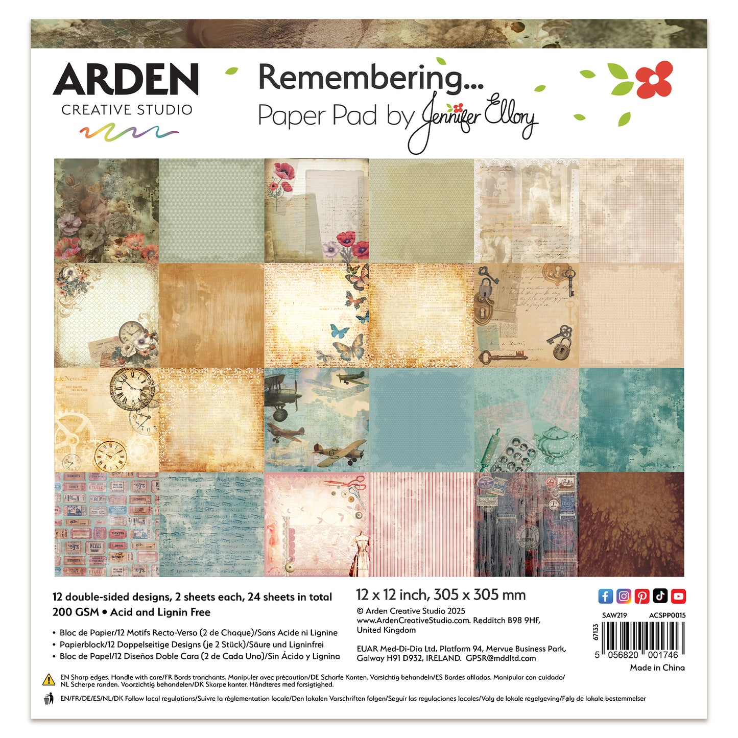 Arden Creative Studio Remembering... 12in x 12in Paper Pad