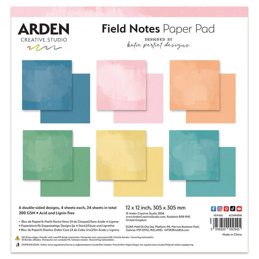 Arden Creative Studio Field Notes Solids 12in x 12in Paper Pad