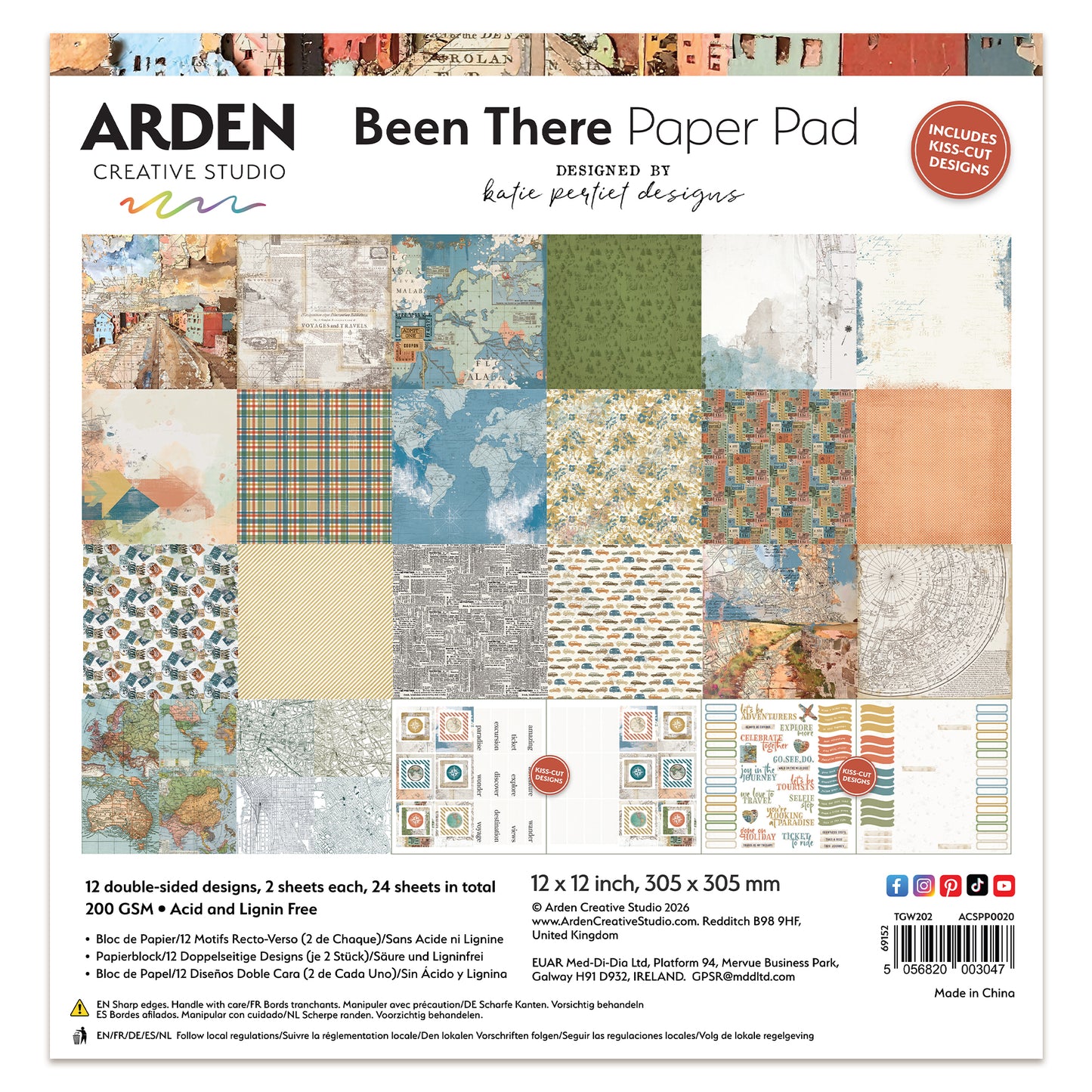 Arden Creative Studio Been There 12in x 12in Paper Pad