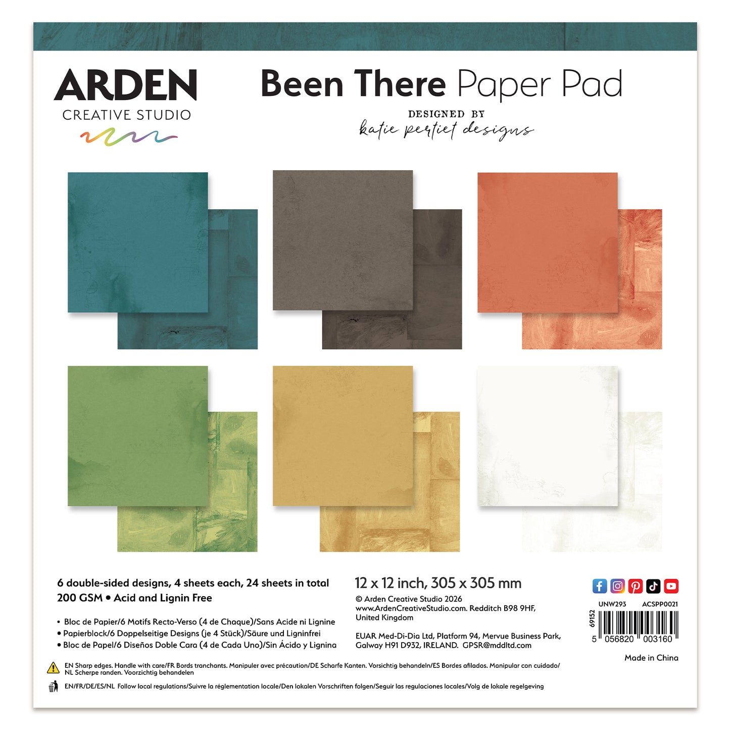 Arden Creative Studio Been There Solids 12in x 12in Paper Pad