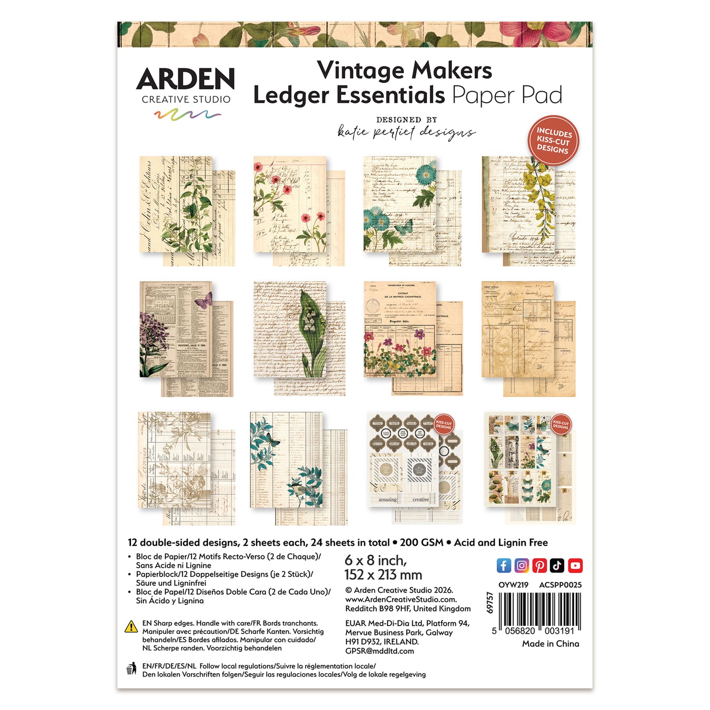 Arden Creative Studio Vintage Makers Ledger Essentials 6in x 8in Paper Pad