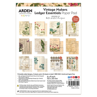 Arden Creative Studio Vintage Makers Ledger Essentials 6in x 8in Paper Pad