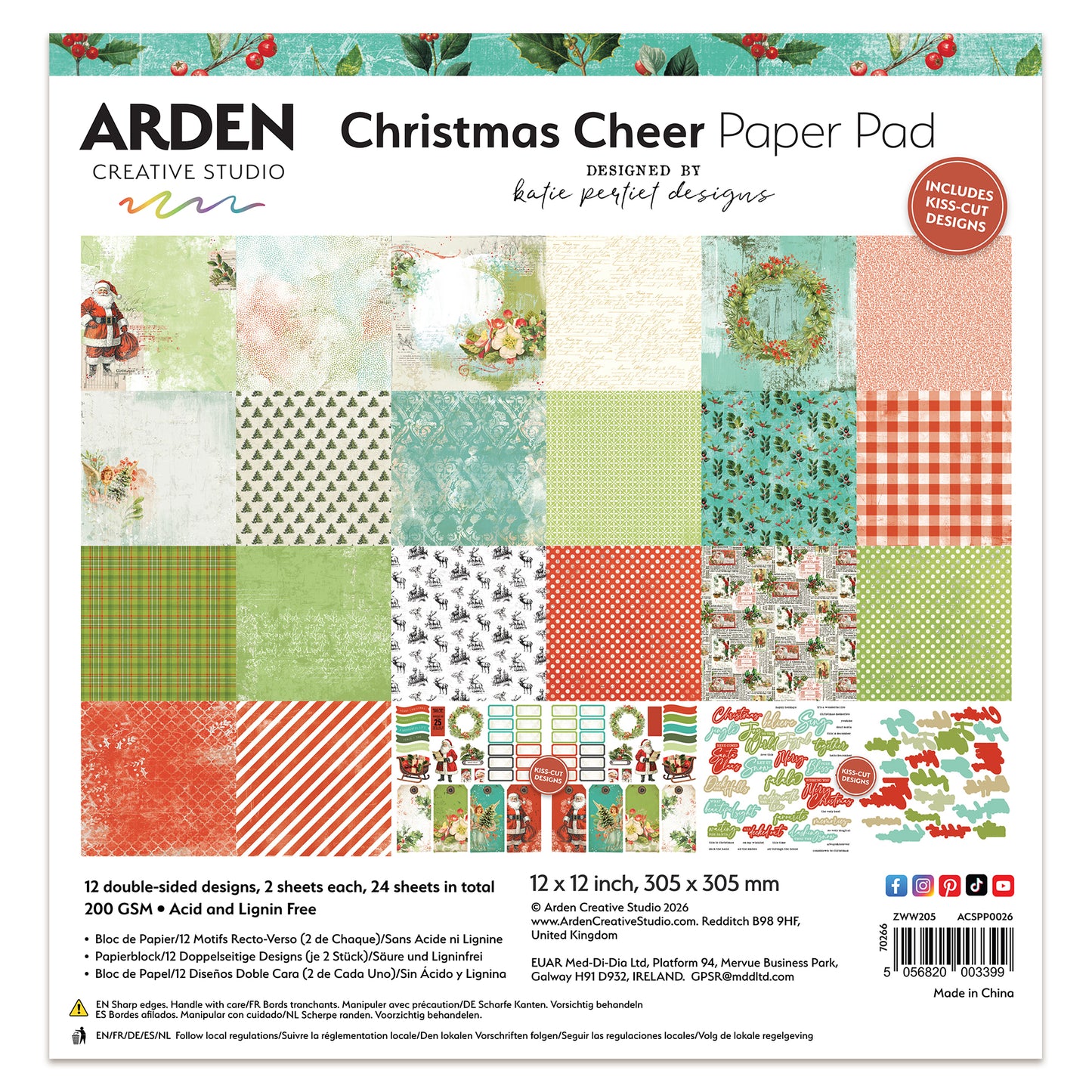 Arden Creative Studio Christmas Cheer 12in x 12in Paper Pad