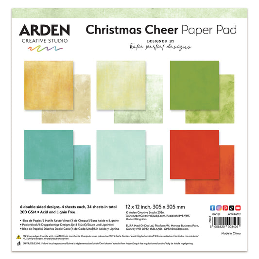 Arden Creative Studio Christmas Cheer Solids 12in x 12in Paper Pad