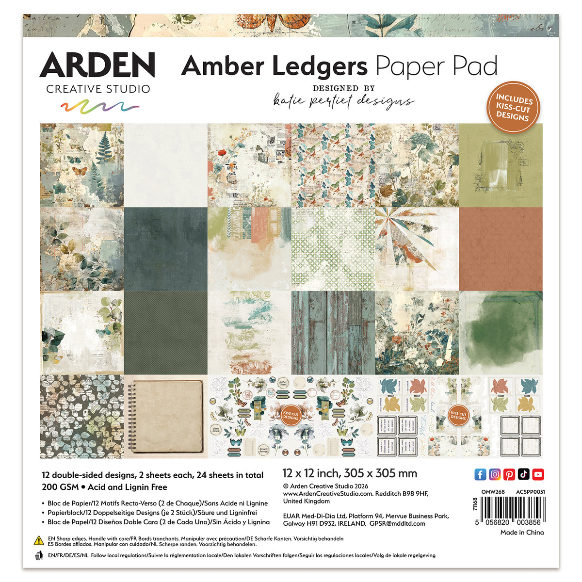 Arden Creative Studio Amber Ledgers 12in x 12in Paper Pad