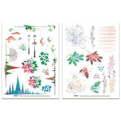 Arden Creative Studio Vintage Christmas 6in x 8in Rub-On Transfer Set