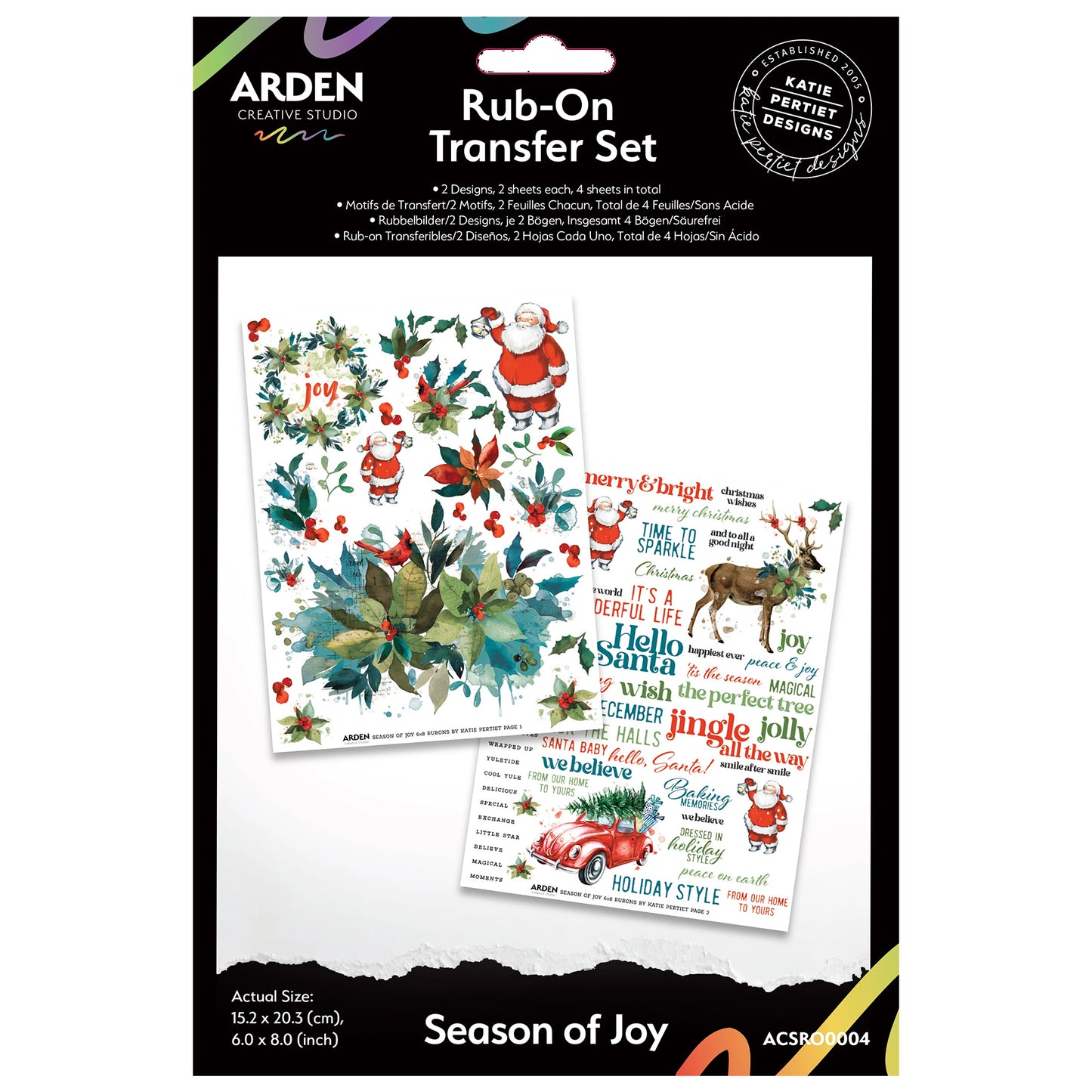 Arden Creative Studio Season of Joy 6in x 8in Rub-On Transfer Set