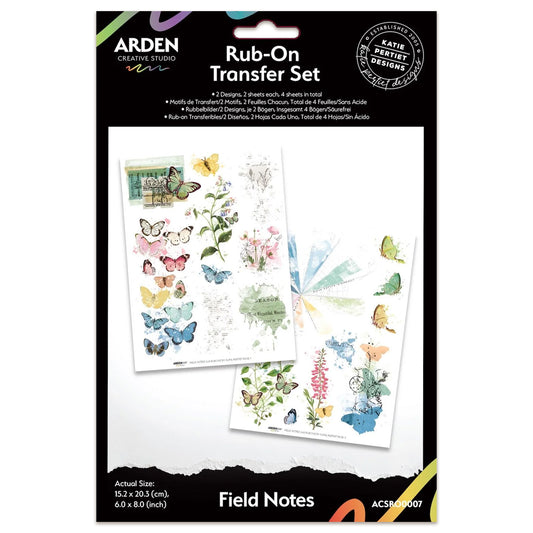 Arden Creative Studio Field Notes 6in x 8in Rub-On Transfer Set