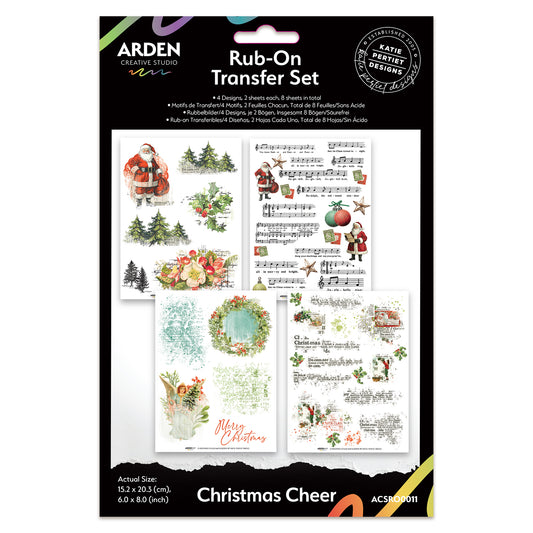 Arden Creative Studio Christmas Cheer 6in x 8in Rub-On Transfer Set