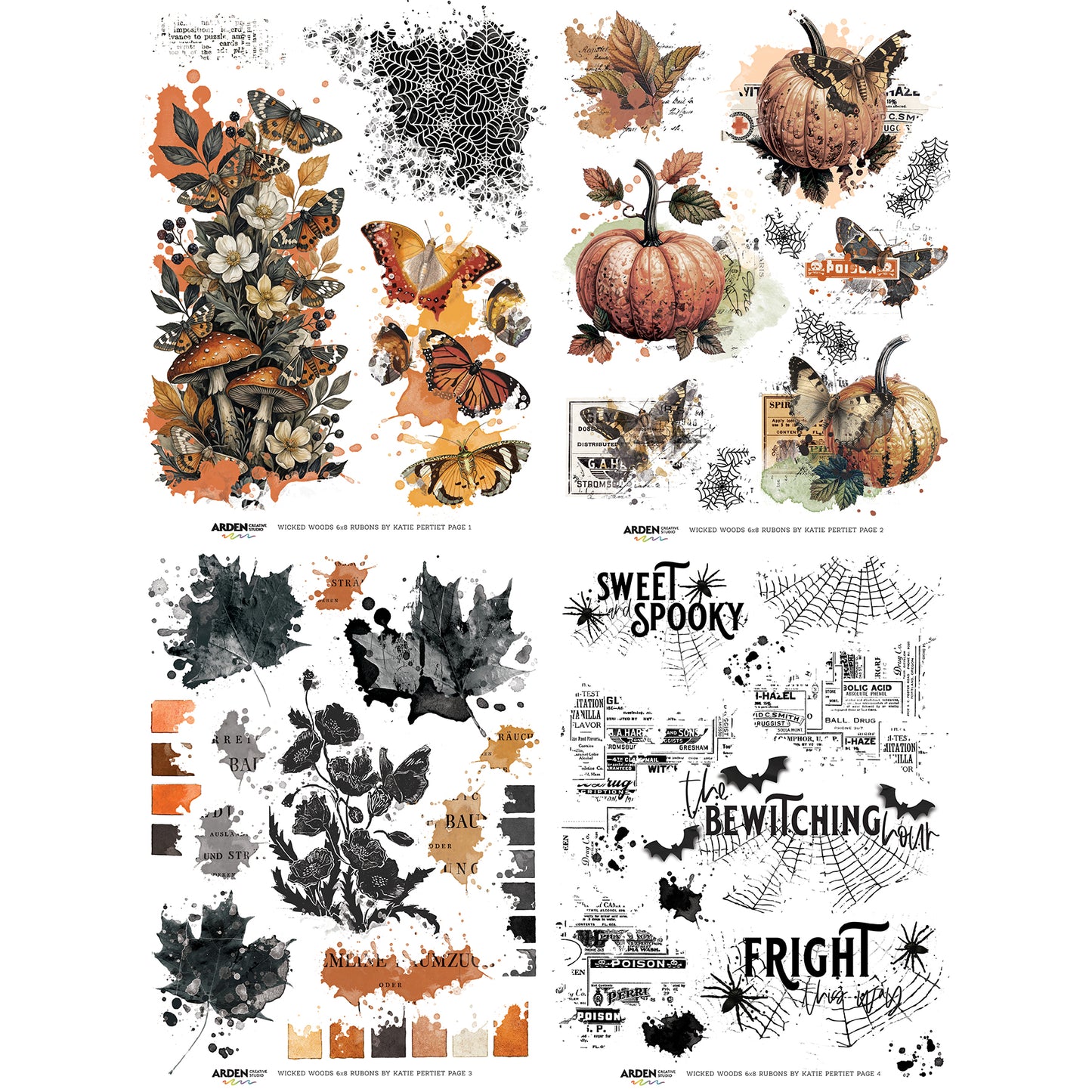 Arden Creative Studio Wicked Woods 6in x 8in Rub-On Transfer Set