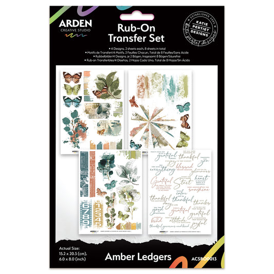 Arden Creative Studio Amber Ledgers 6in x 8in Rub-On Transfer Set