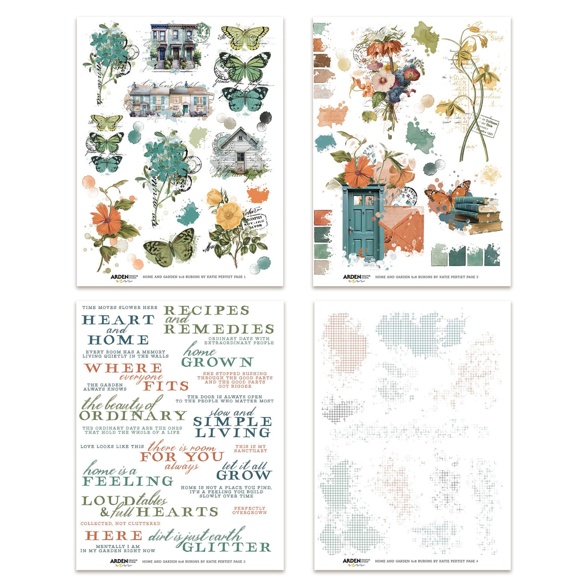 Arden Creative Studio Home & Garden 6in x 8in Rub-On Transfer Set