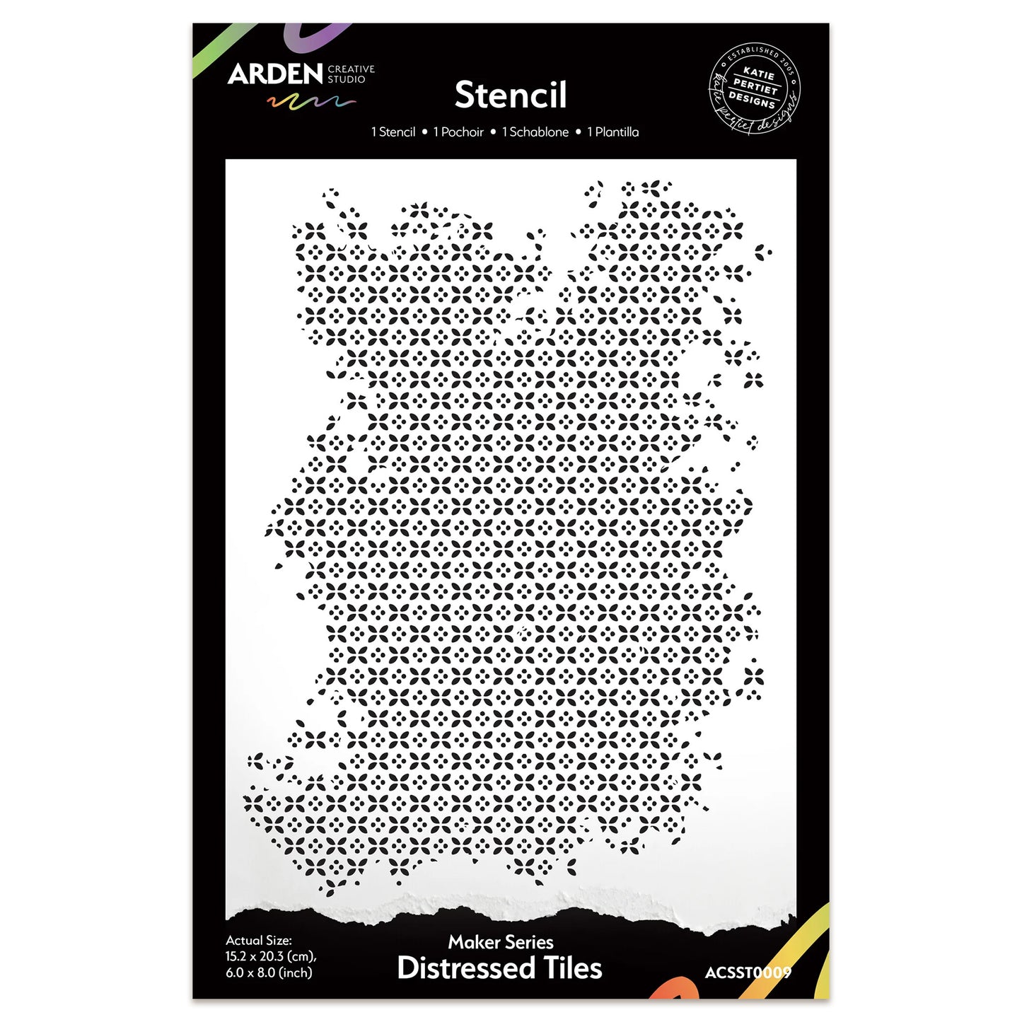 Arden Creative Studio Maker Series Distressed Tiles 6in x 8in Stencil