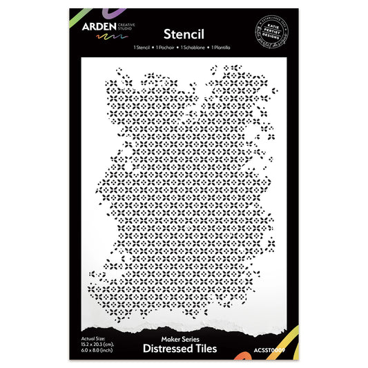 Arden Creative Studio Maker Series Distressed Tiles 6in x 8in Stencil
