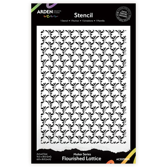 Arden Creative Studio Maker Series Flourished Lattice 6in x 8in Stencil