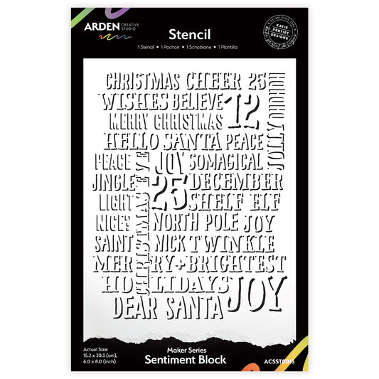 Arden Creative Studio Maker Series Sentiment Block 6in x 8in Stencil