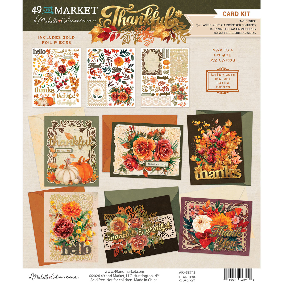 49 And Market Thankful Card Kit with Gold Foil